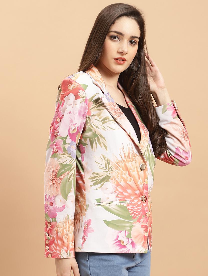 lapel neck printed long sleeves blazer - 20029638 - Standard Image - 2