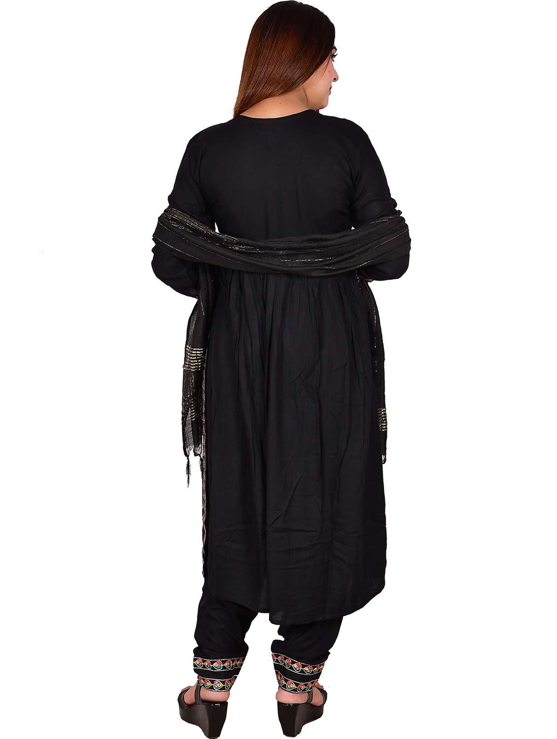 black self design kurta dupatta set - 20029735 -  Standard Image - 2