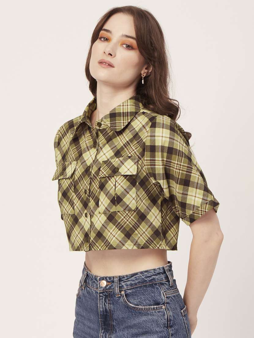 green cotton crop shirt - 20031244 -  Standard Image - 2