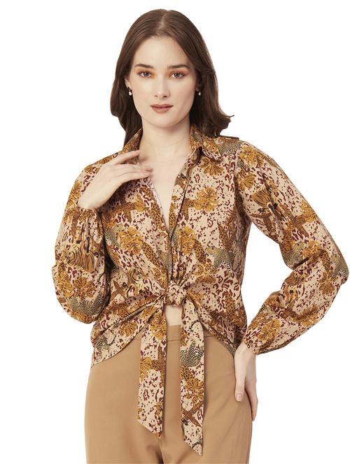 multi colored cotton blend crop shirt - 20031257 - Standard Image - 0