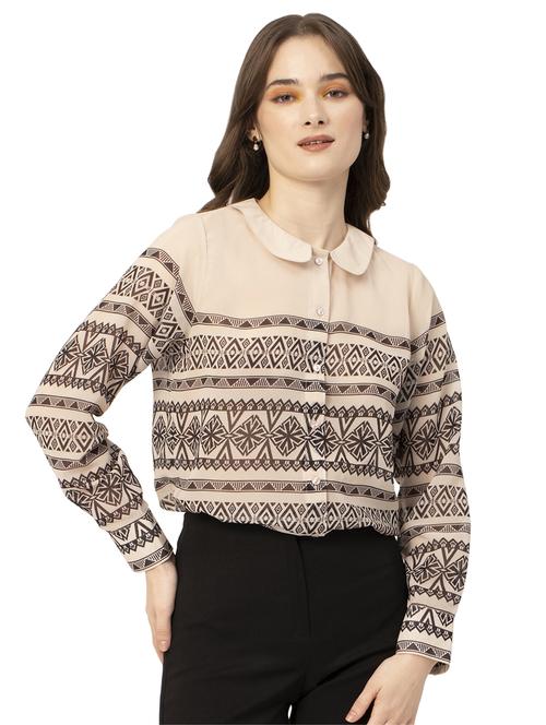 peter pan neck printed shirt - 20031259 -  Standard Image - 0