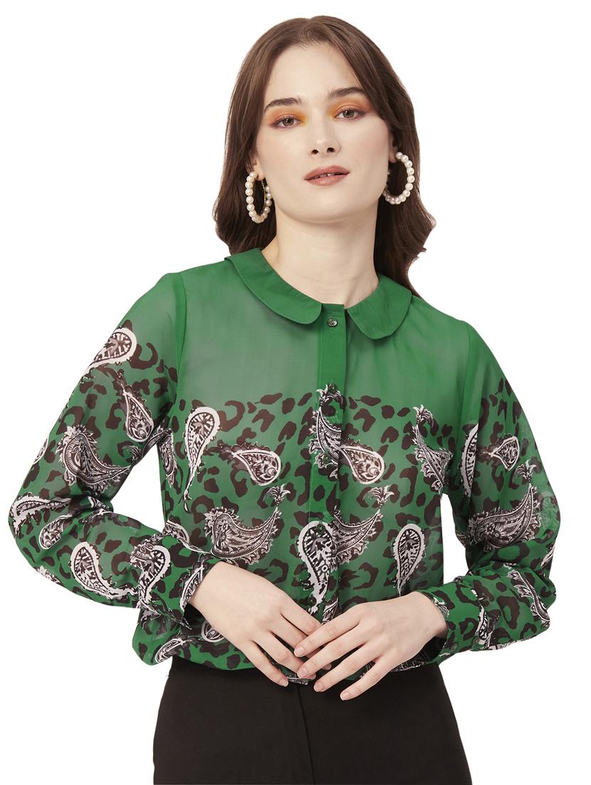 peter pan neck printed shirt - 20031260 - Zoom Image - 0