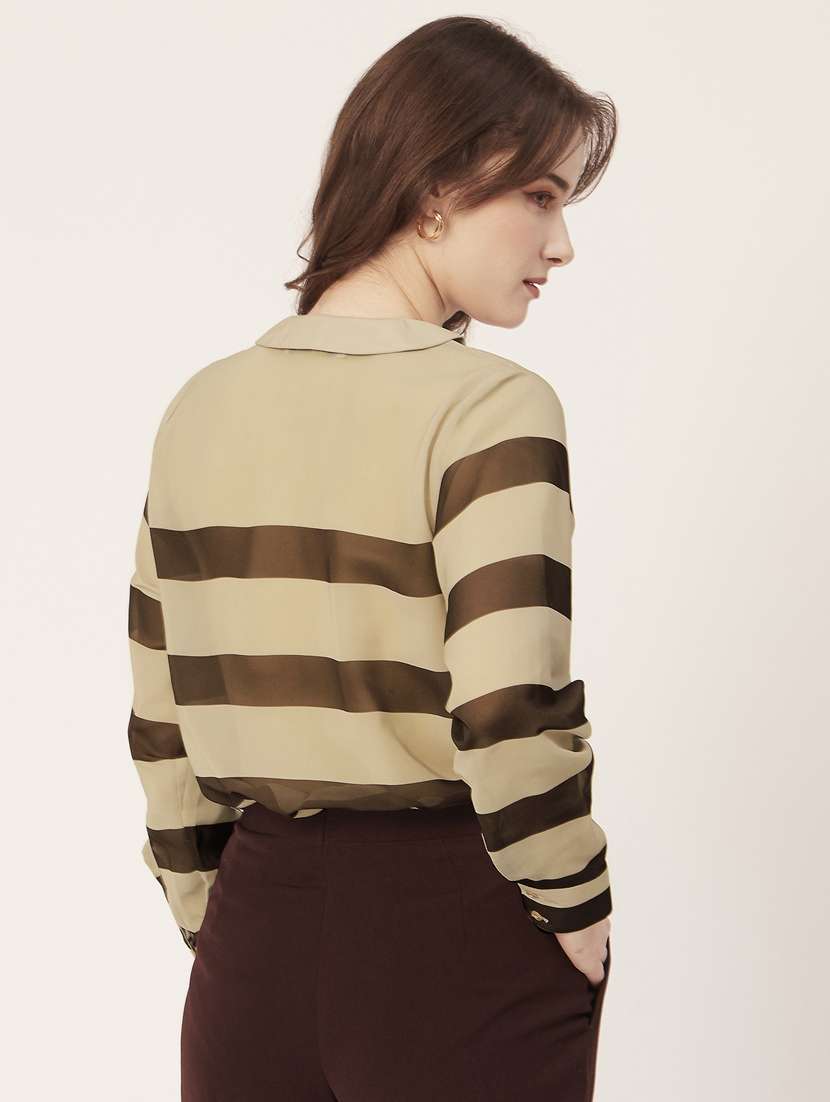 peter pan neck printed shirt - 20031264 - Standard Image - 2
