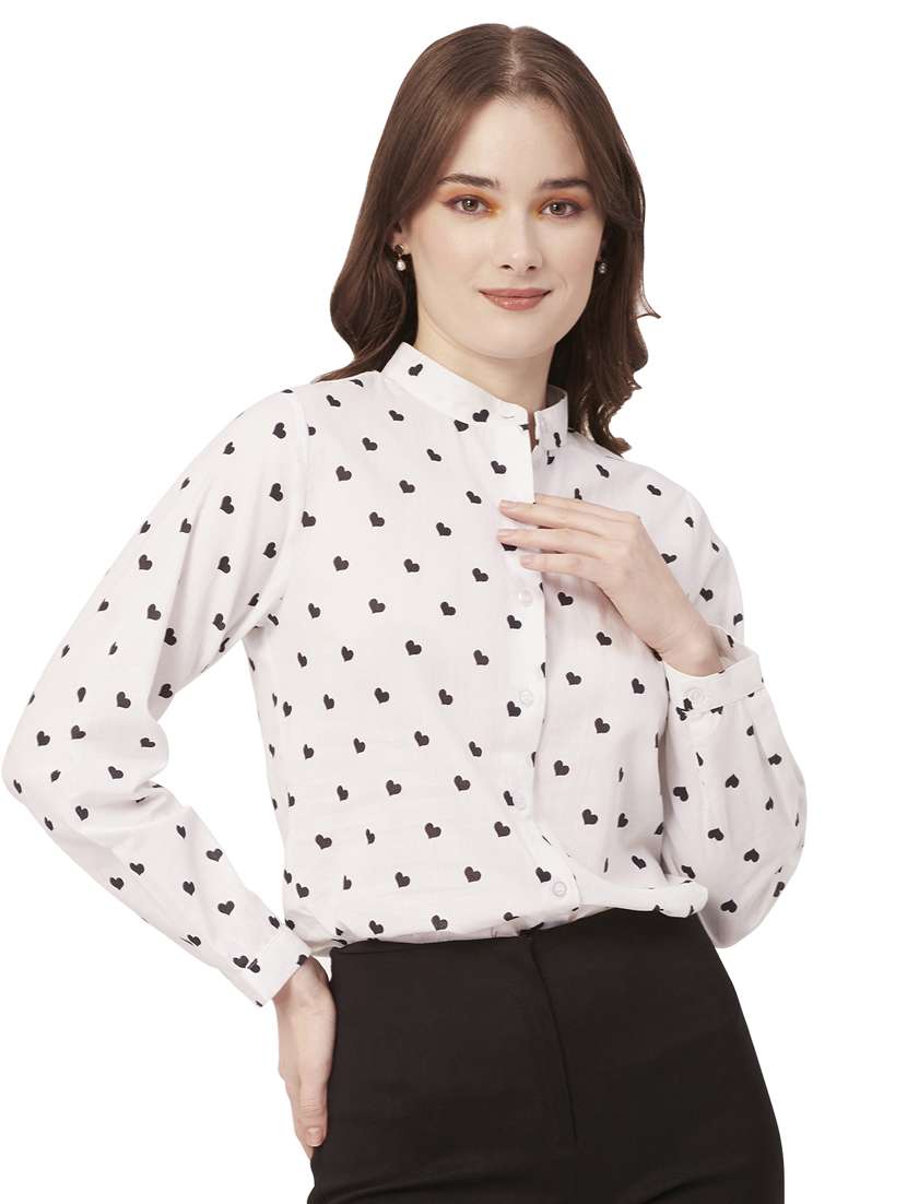 mandarin neck printed shirt
