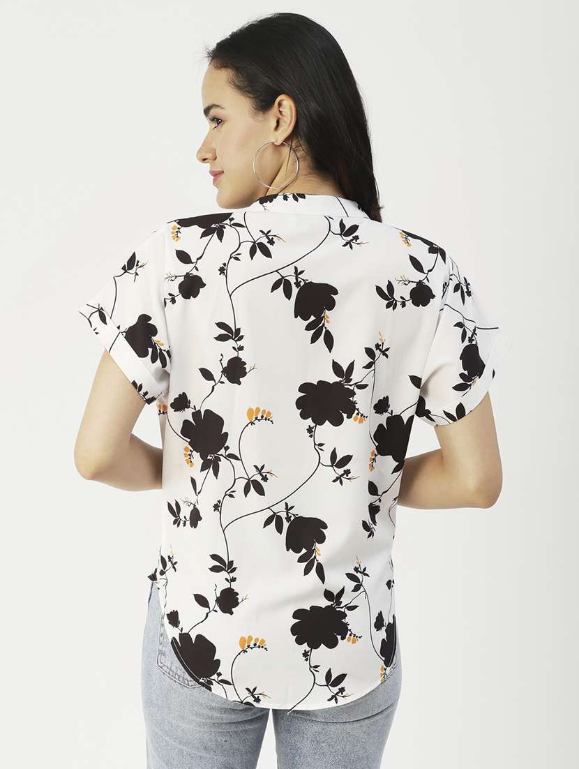 women's crop mandarin neck top - 20031286 -  Standard Image - 2