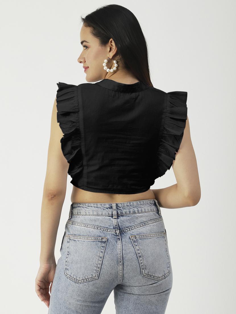 women's crop crew neck top - 20031296 - Standard Image - 2