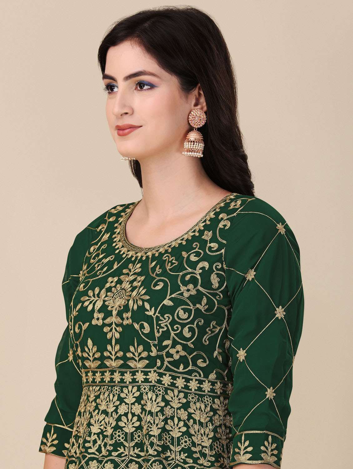 women embroidered semi-stitched suit set - 20031313 -  Standard Image - 2