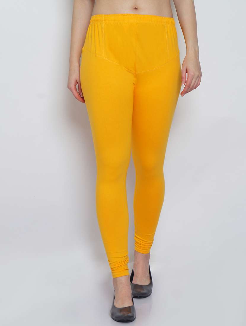 yellow cotton lycra leggings - 20031636 -  Zoom Image - 0