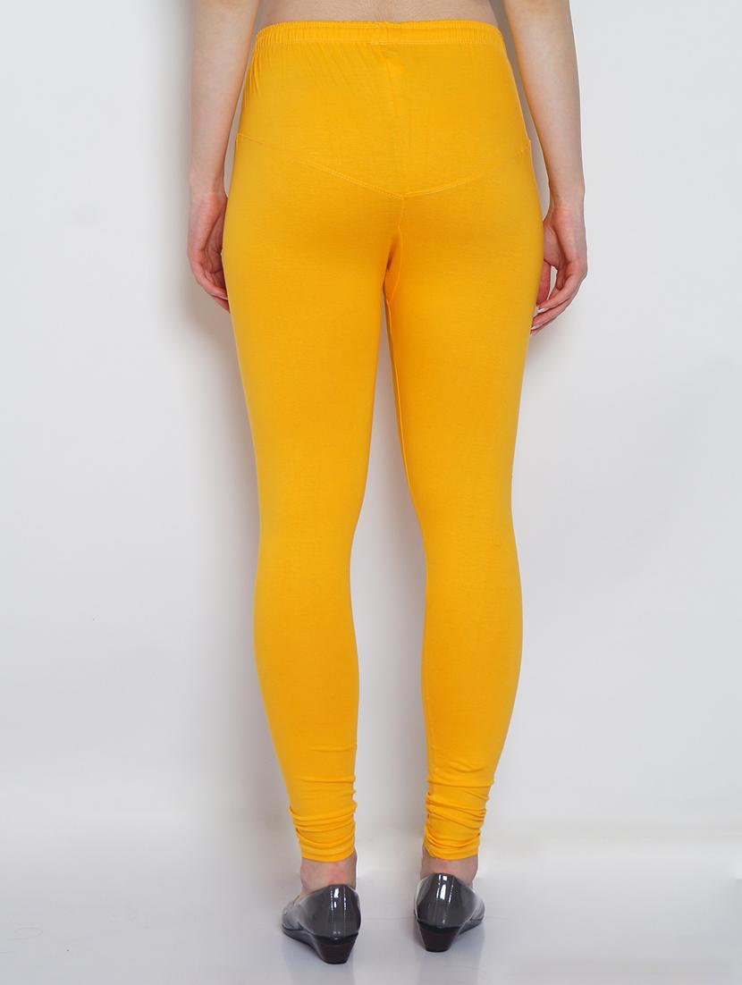 yellow cotton lycra leggings - 20031636 - Standard Image - 2