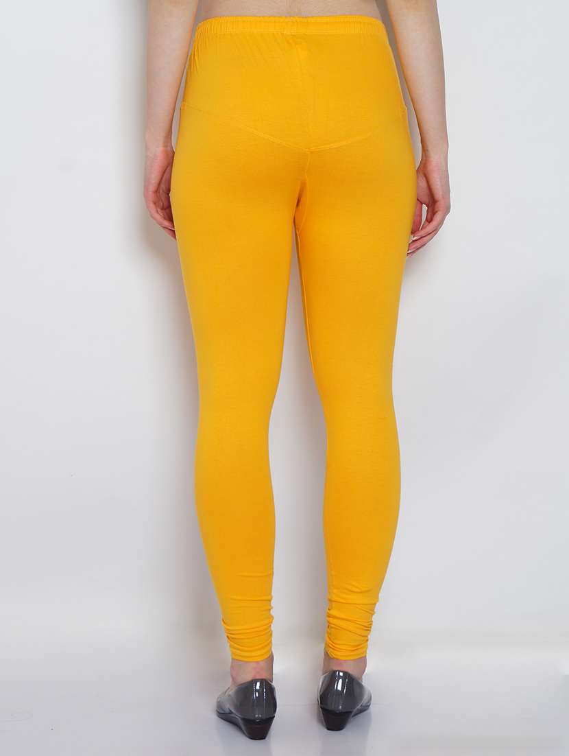 yellow cotton lycra leggings - 20031651 - Standard Image - 2