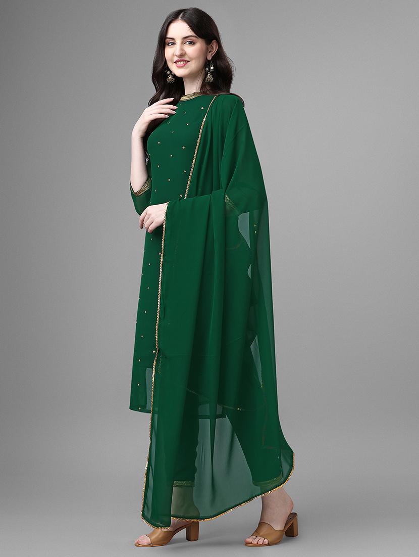 green self design kurta pant set with dupatta - 20031750 - Standard Image - 2