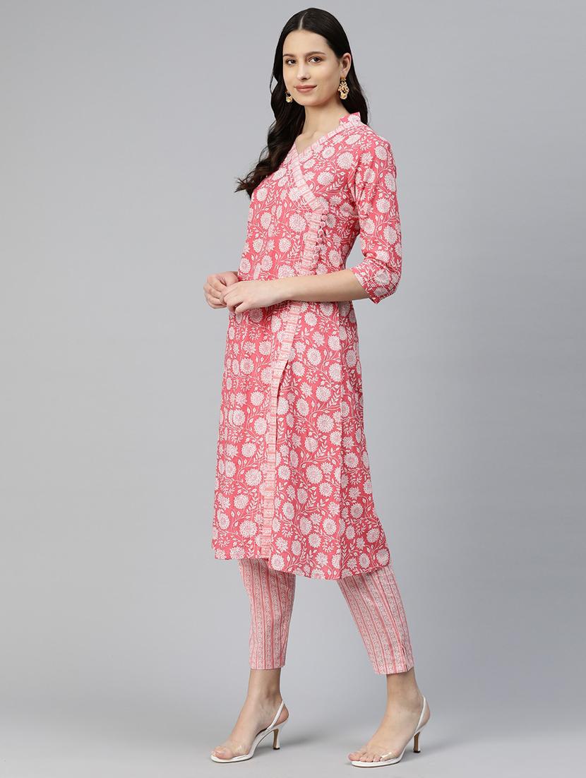 pink kurta pant set with dupatta - 20032037 - Standard Image - 2