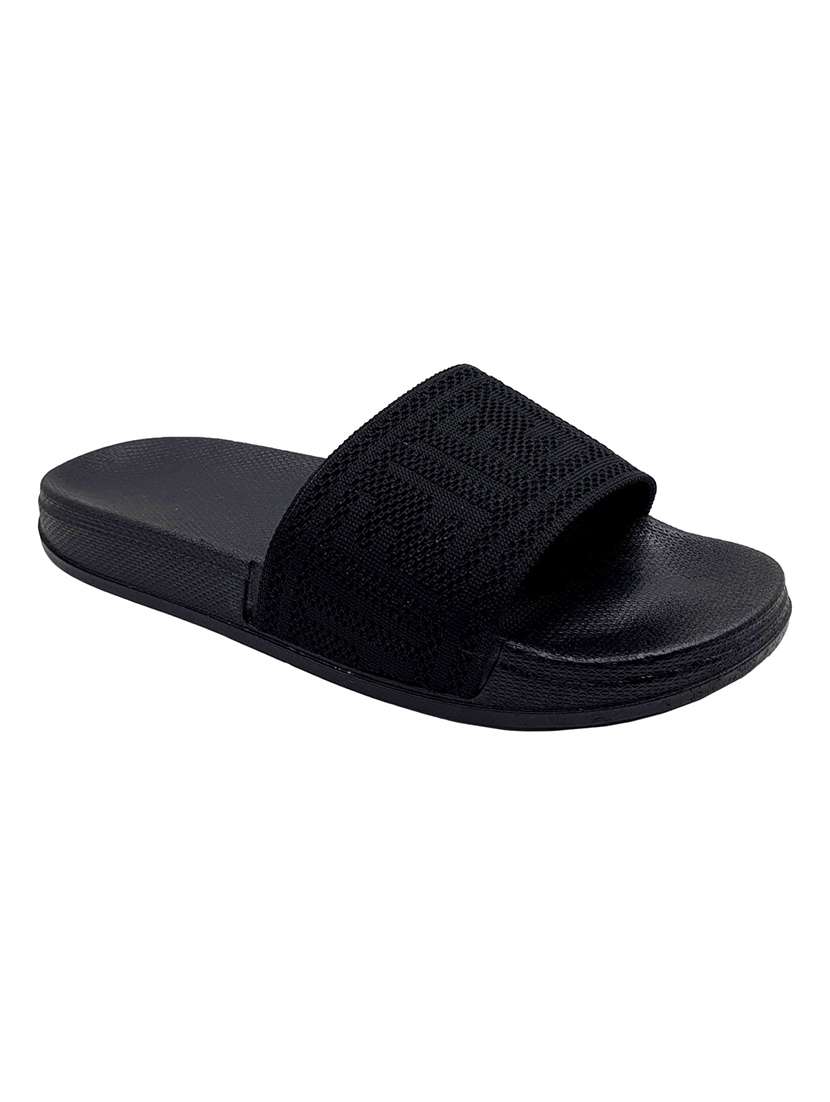black textured slip on slides - 20033320 -  Standard Image - 2