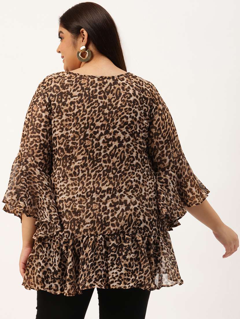 women's ruffle v neck top - 20033414 -  Standard Image - 2