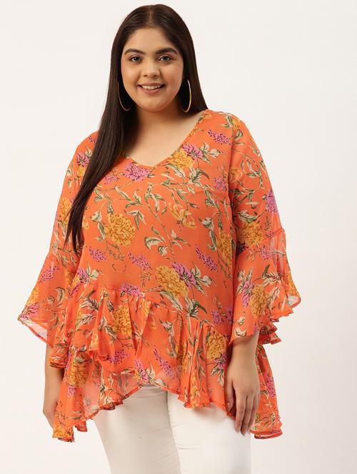 women's asymmetric v neck top - 20033417 - Standard Image - 0