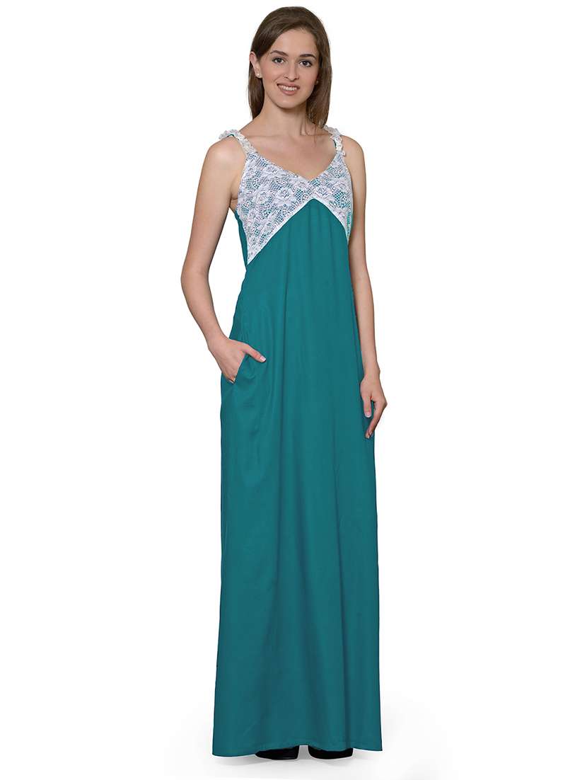 v-neck solid nighty - 20033430 -  Standard Image - 2