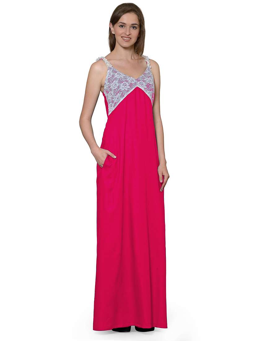 v-neck solid nighty - 20033431 -  Standard Image - 2