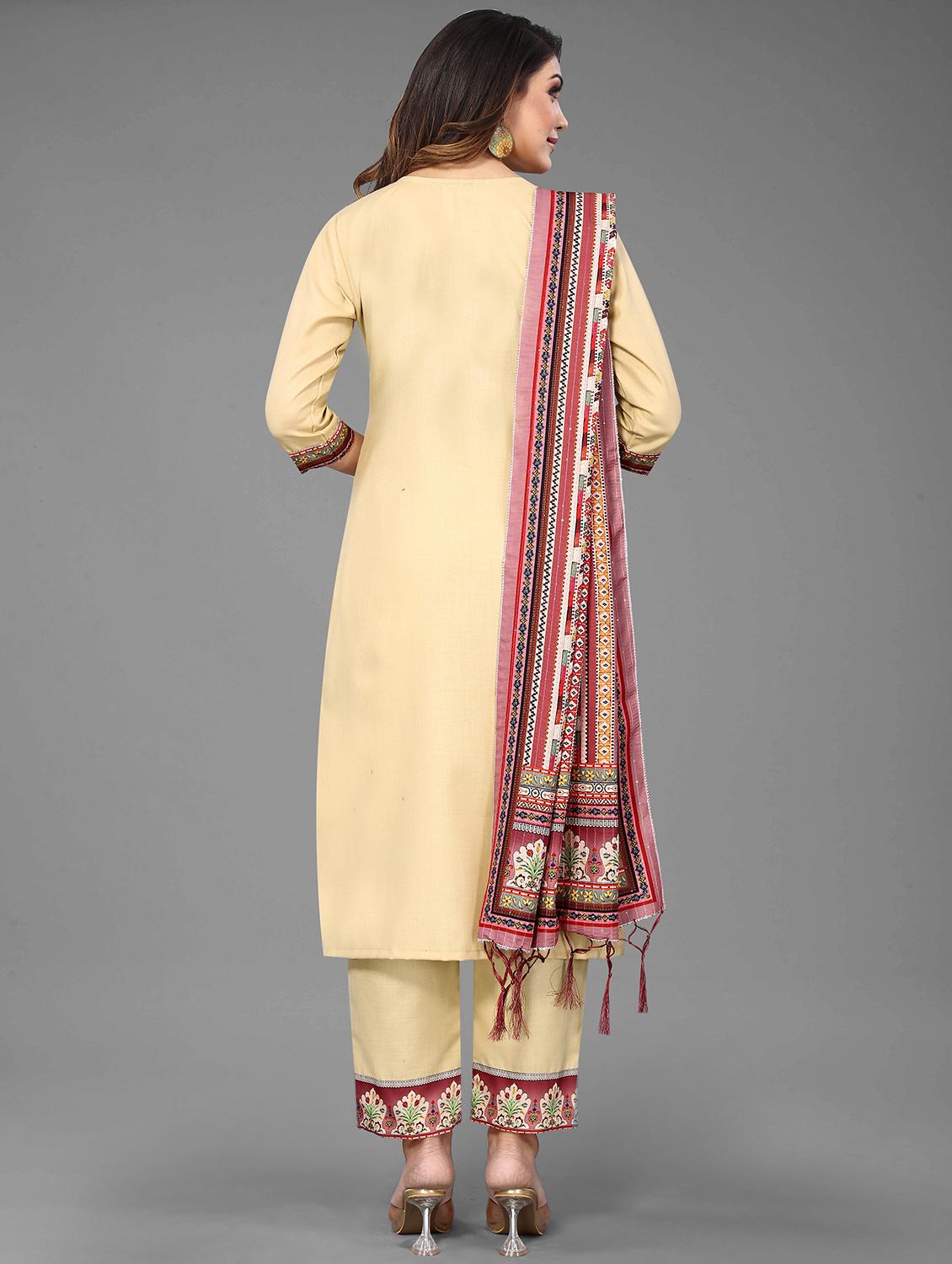 printed kurta pant set with dupatta - 20035327 - Standard Image - 2