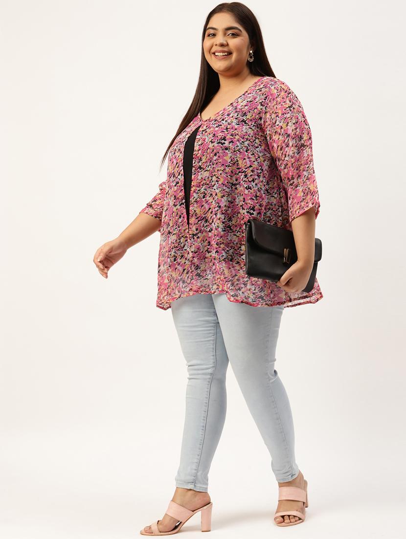 women's layered v neck top - 20036291 - Standard Image - 2