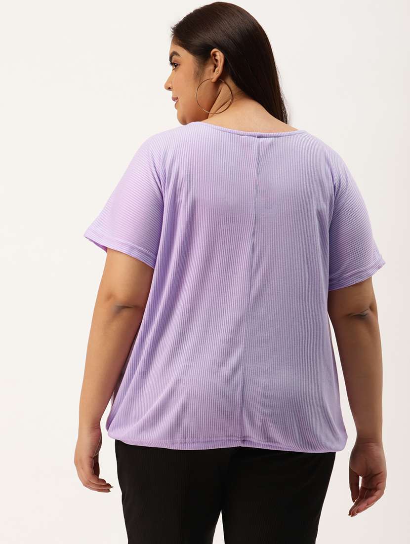 women's straight round neck top - 20038357 - Standard Image - 2