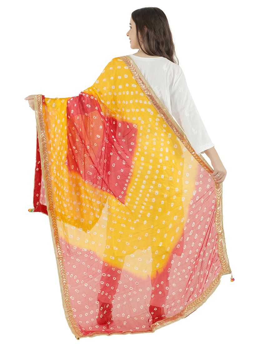 gota attached bandhani dupatta - 20038371 - Standard Image - 2