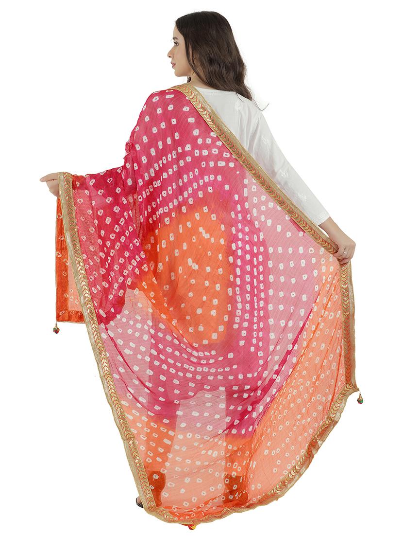 gota attached bandhani dupatta - 20038372 - Standard Image - 2