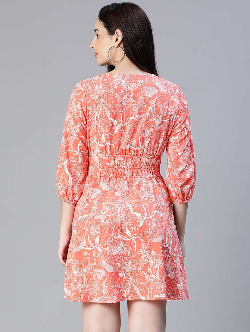 women's fit & flare leaf print dress - 20038643 -  Standard Image - 2