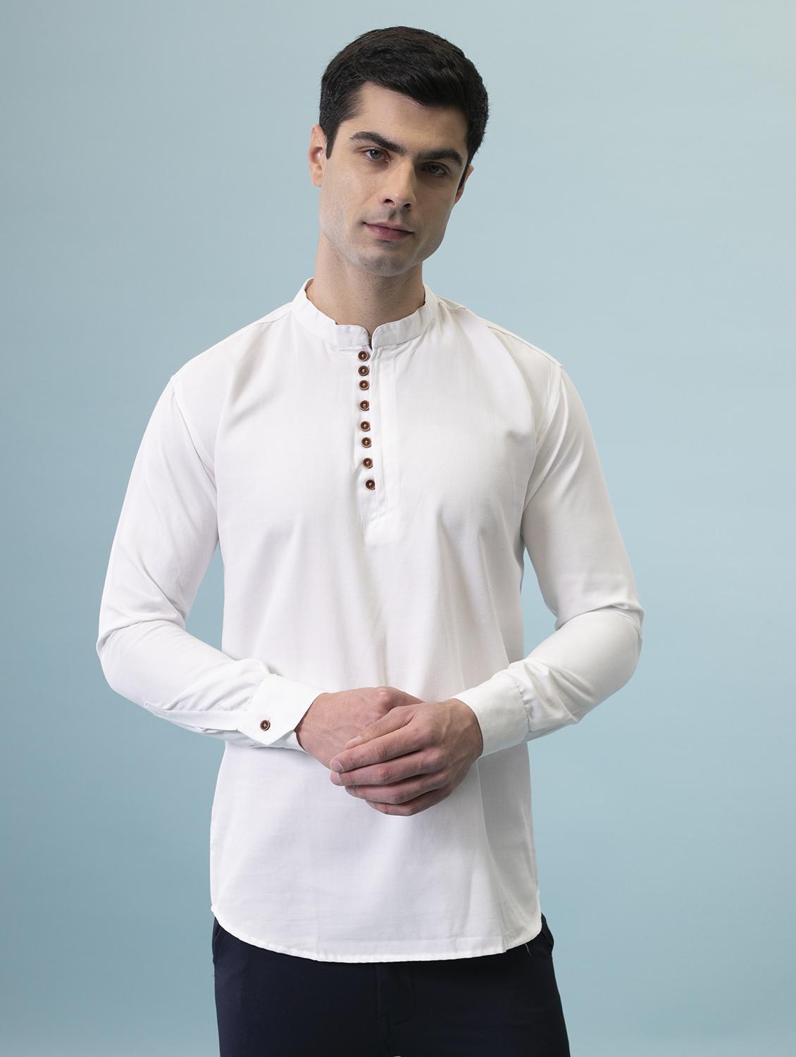 mandarin neck solid short kurta