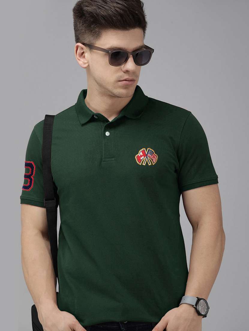 green cotton blend polo t-shirt 