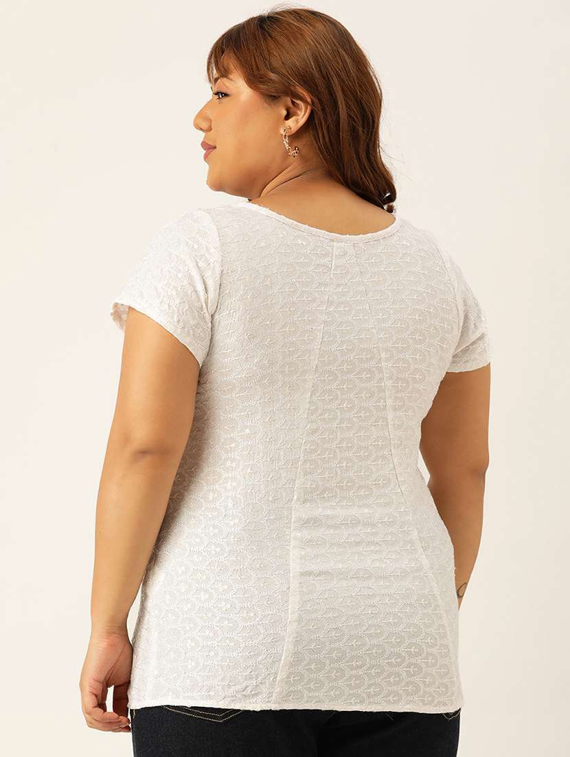 women's straight round neck top - 20039059 -  Standard Image - 2