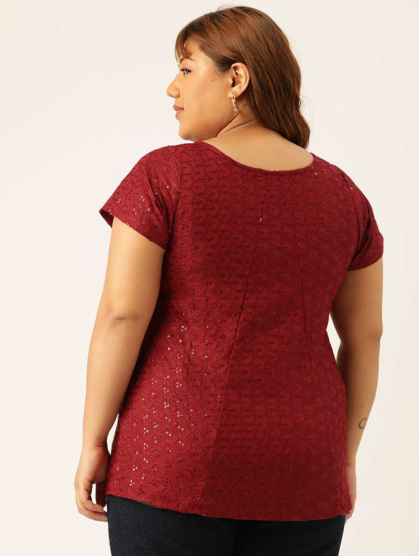 women's straight round neck top - 20039062 -  Standard Image - 2