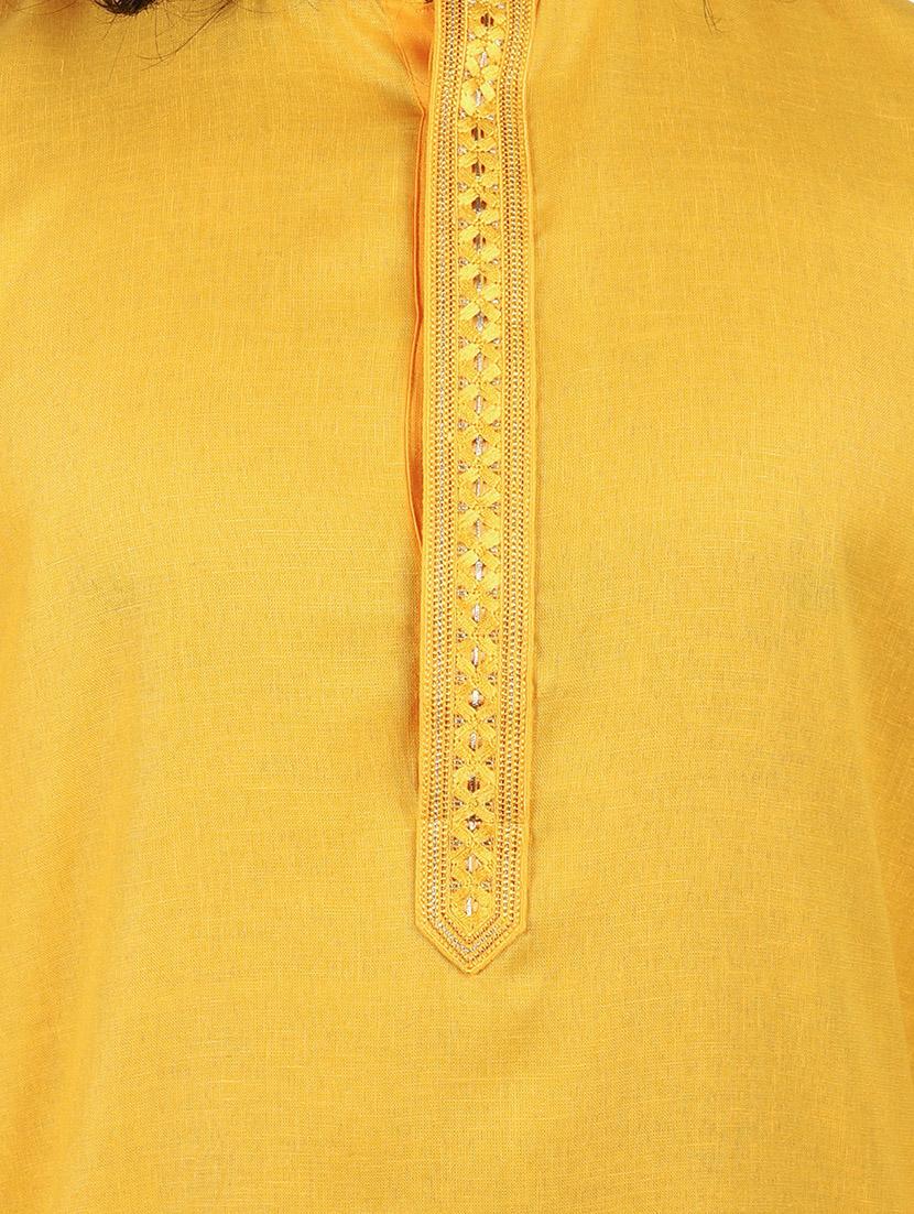 embroidered mandarin neck kurta - 20039129 - Standard Image - 2