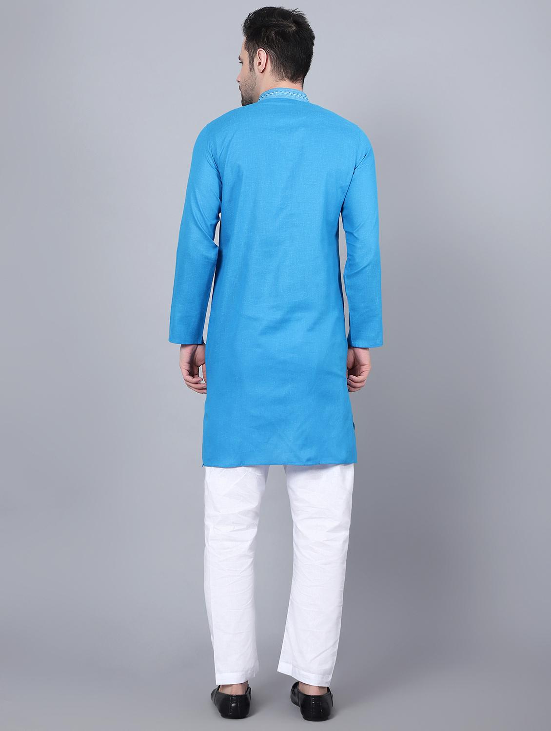 embroidered mandarin neck kurta - 20039132 - Standard Image - 2