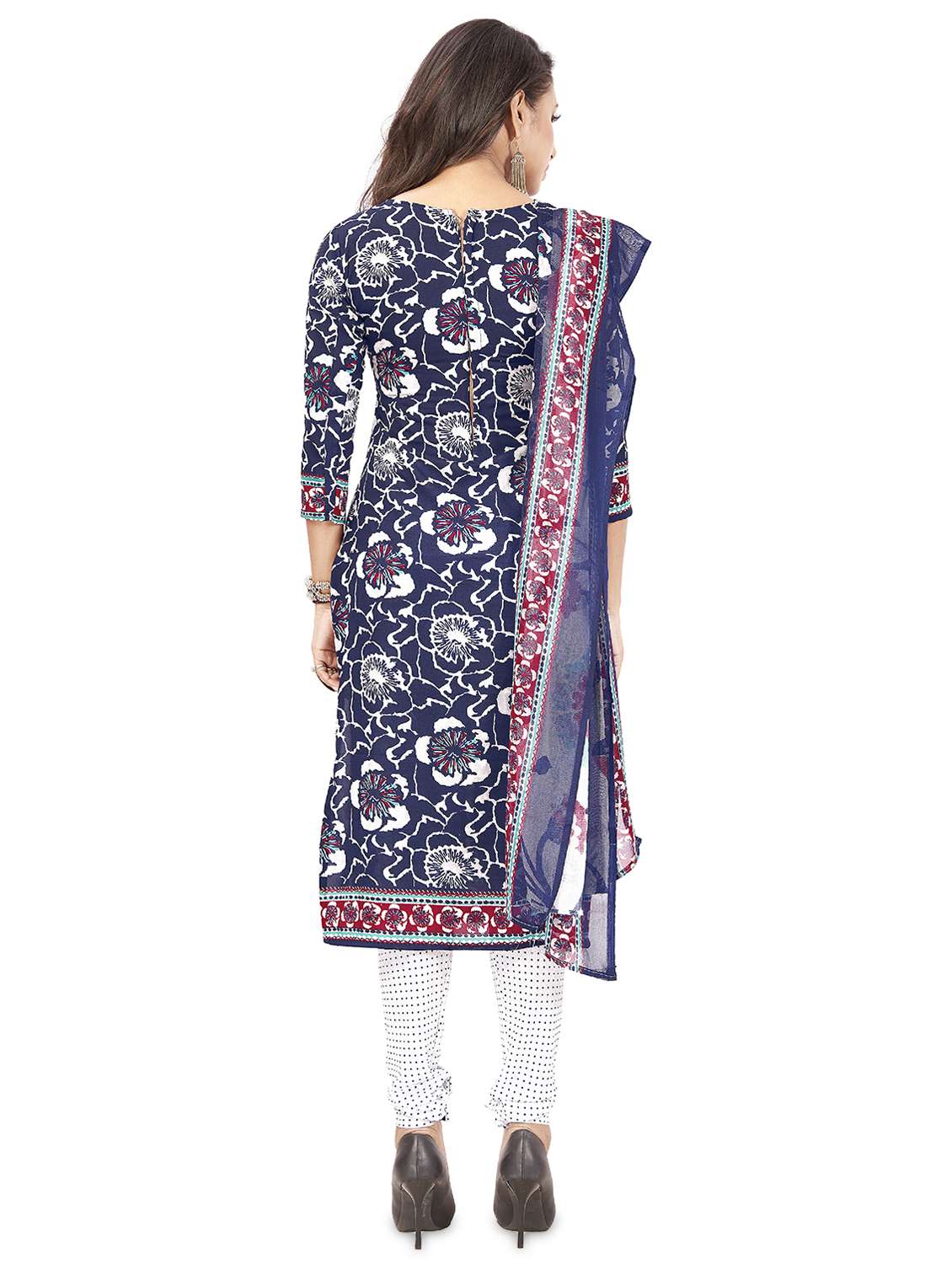 printed unstitched churidaar suit set - 20039215 - Standard Image - 2
