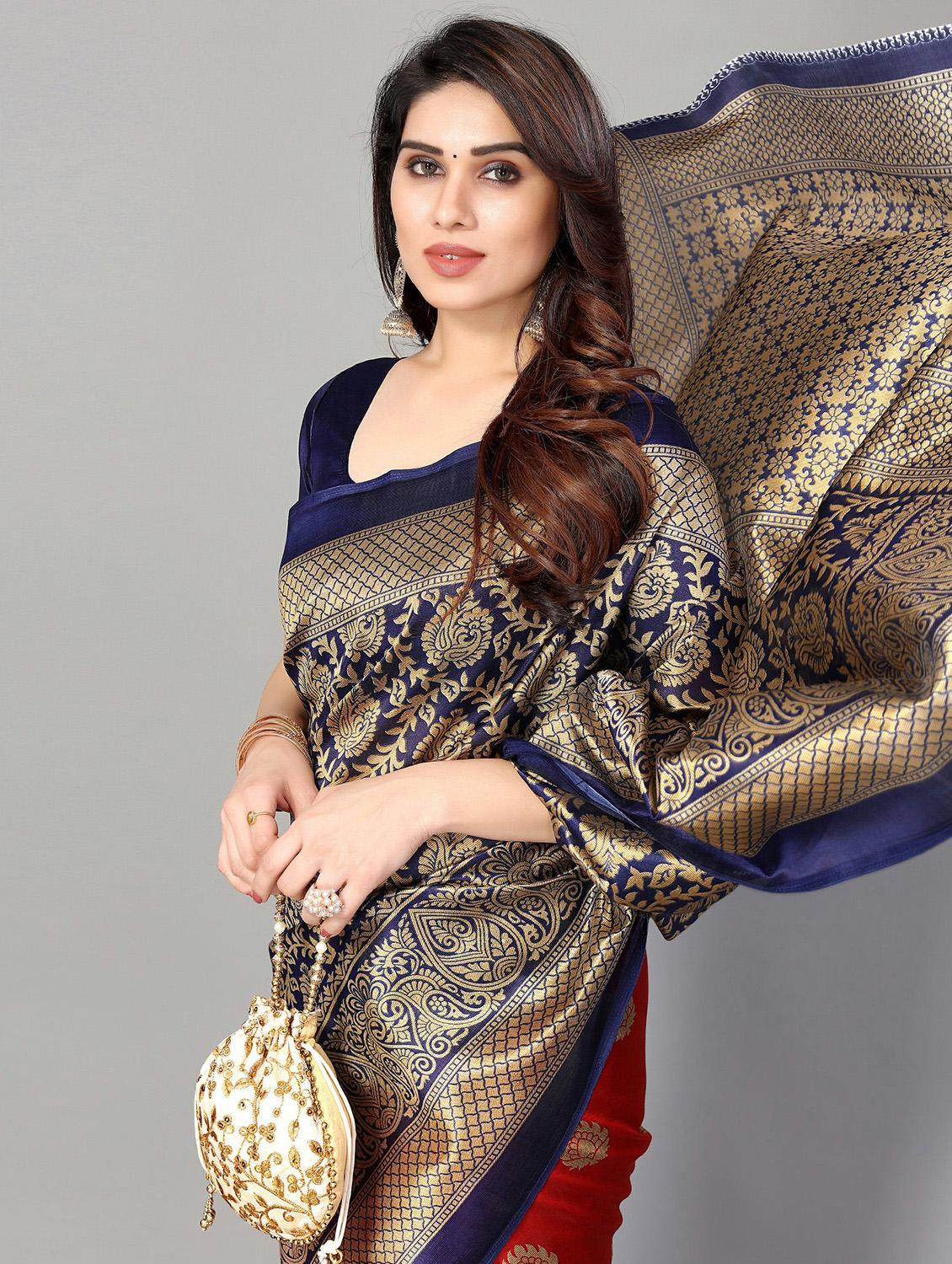blue silk blend mysore saree with blouse - 20039239 - Standard Image - 2