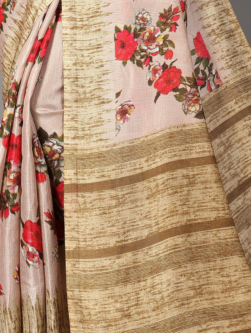 beige silk blend mysore saree with blouse - 20039307 - Standard Image - 2