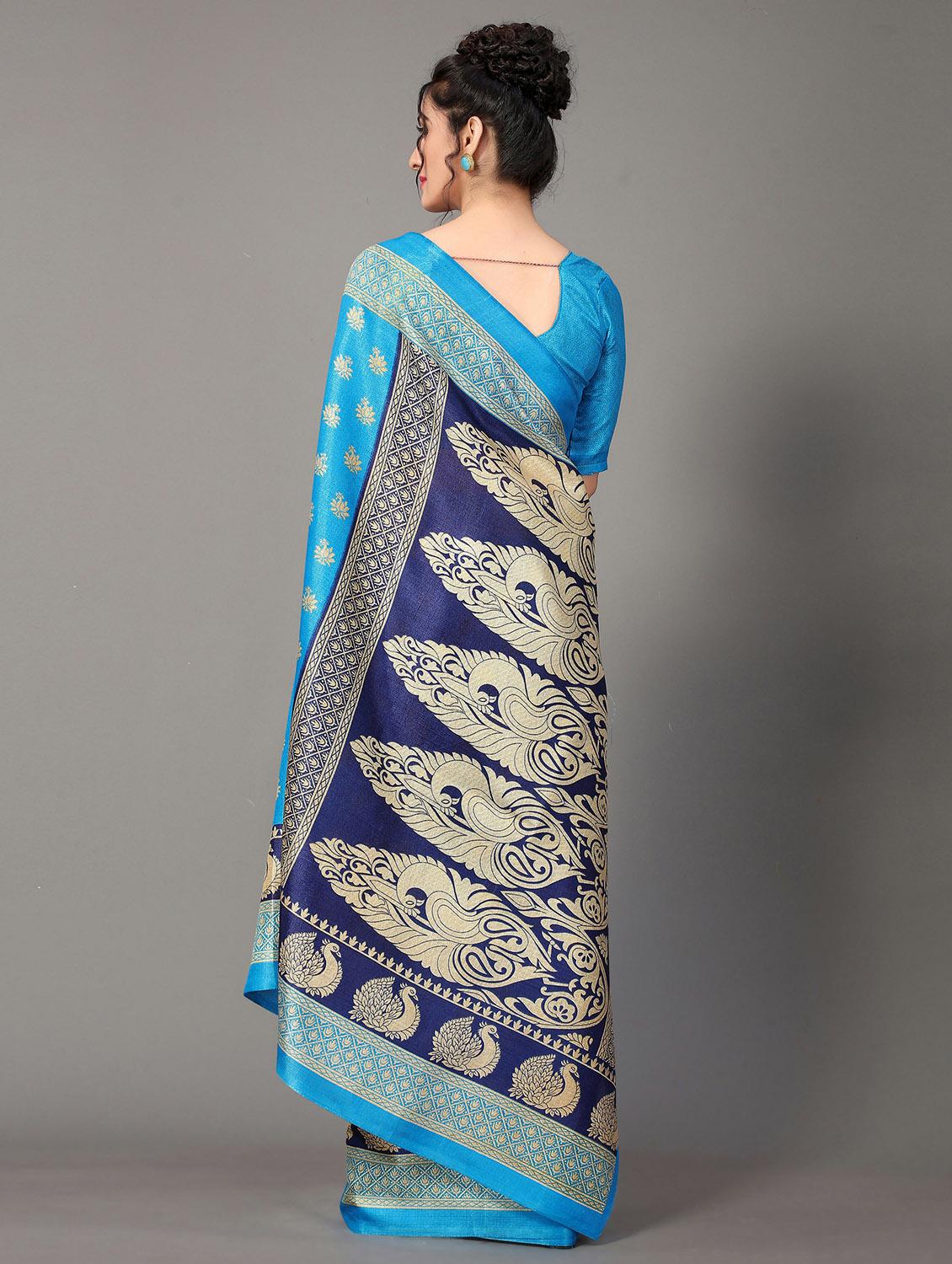 sky blue silk blend mysore saree with blouse - 20039311 - Standard Image - 2