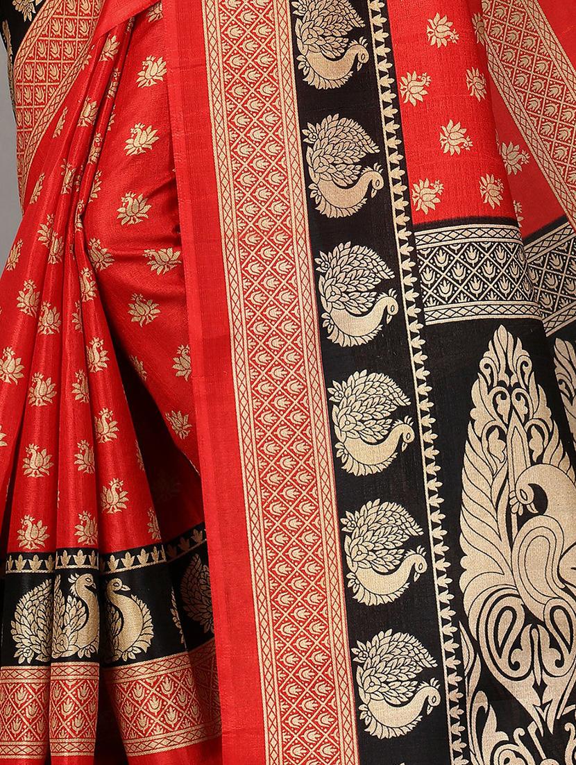 red silk blend mysore saree - 20039314 - Standard Image - 2