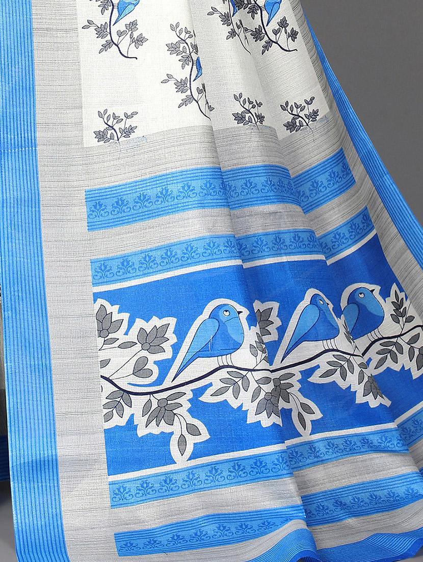 blue silk blend mysore saree with blouse - 20039337 - Standard Image - 2