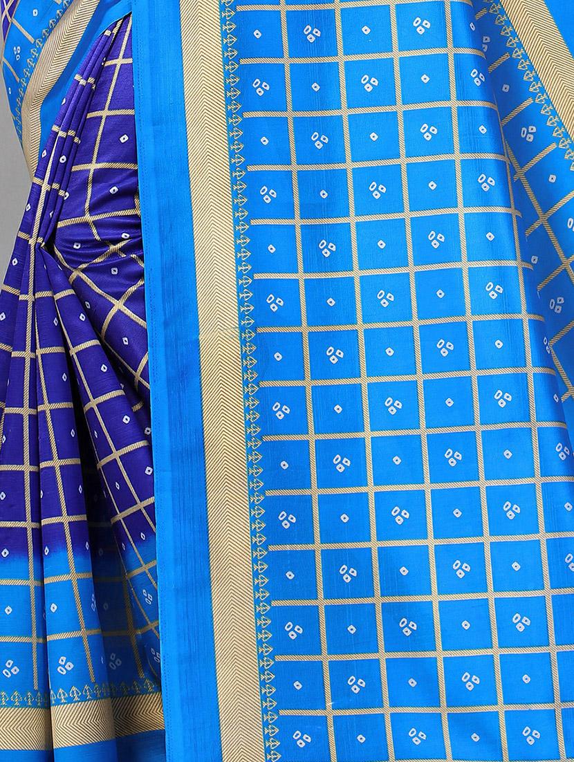 women's bandhani turquoise colored saree with blouse - 20039356 - Standard Image - 2