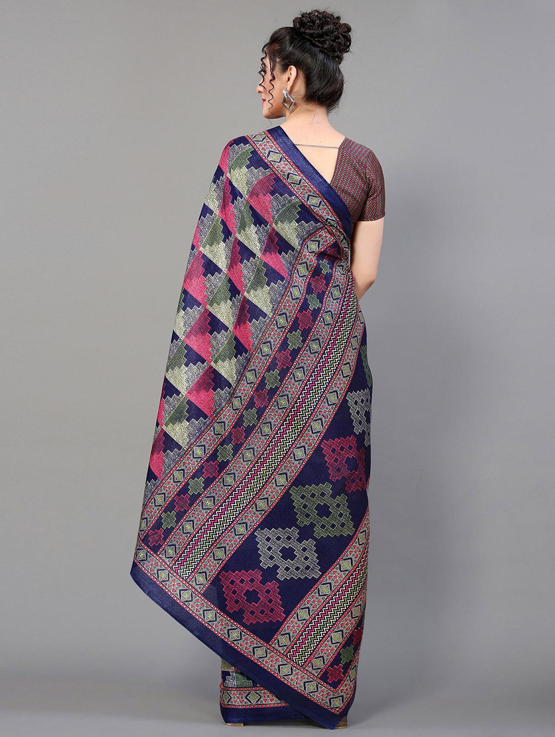 blue silk blend mysore saree with blouse - 20039415 - Standard Image - 2