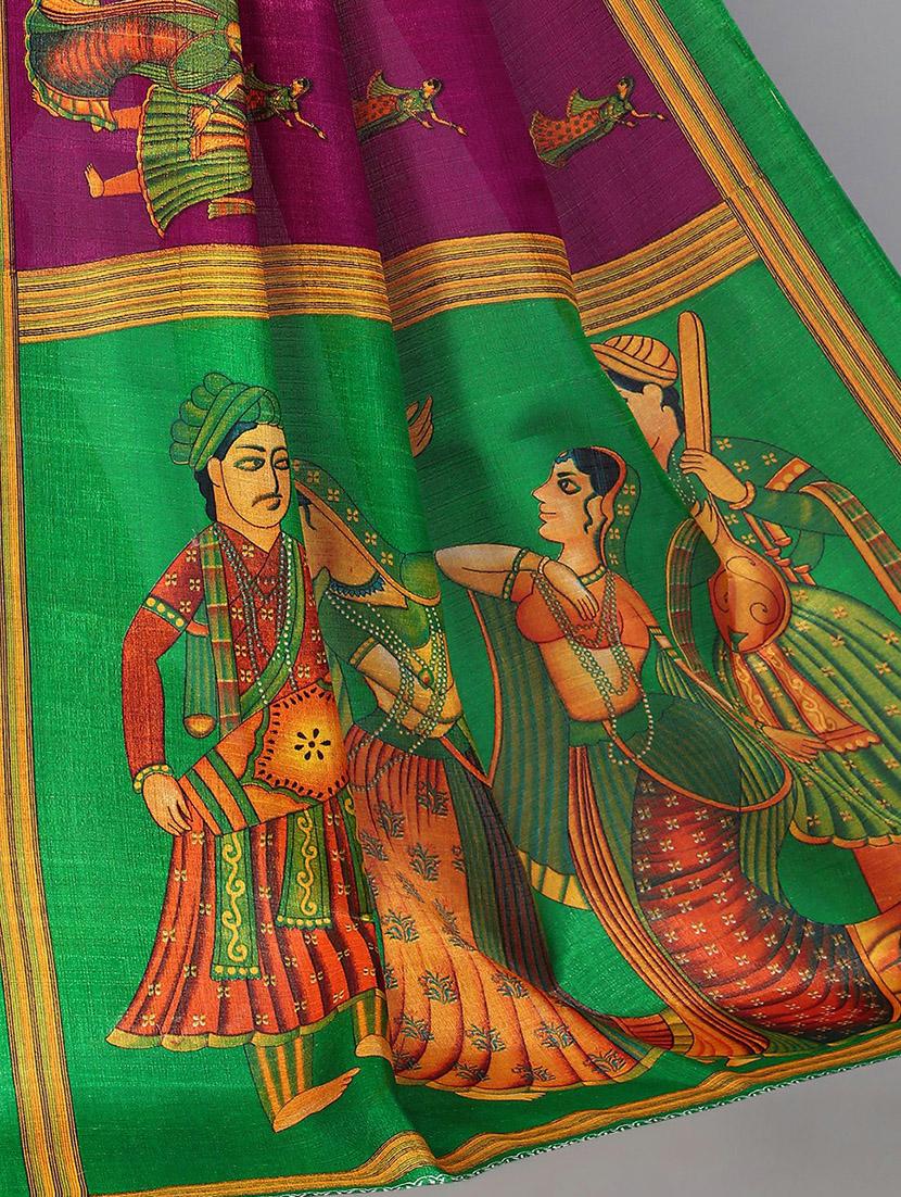 purple silk blend mysore saree with blouse - 20039423 - Standard Image - 2