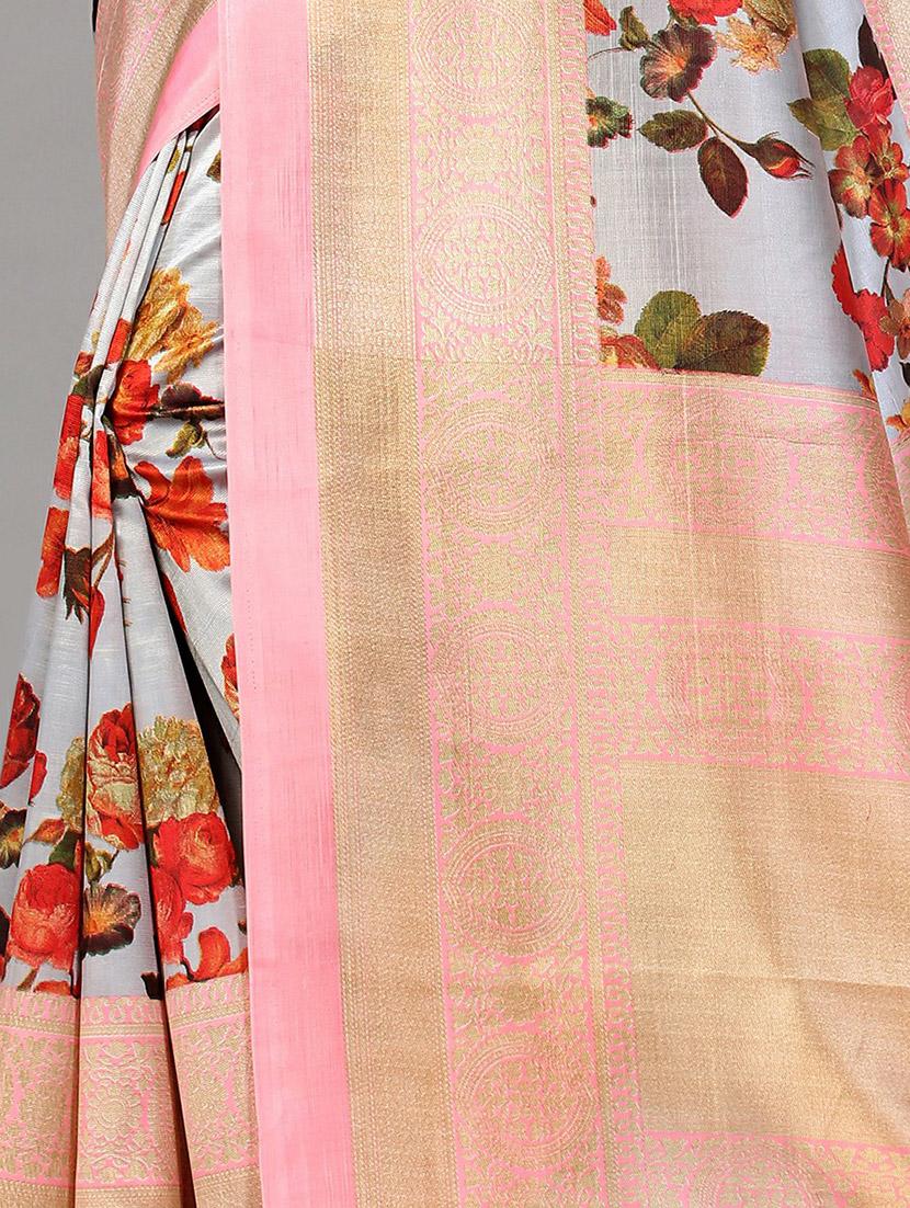 pink silk blend mysore saree with blouse - 20039430 - Standard Image - 2