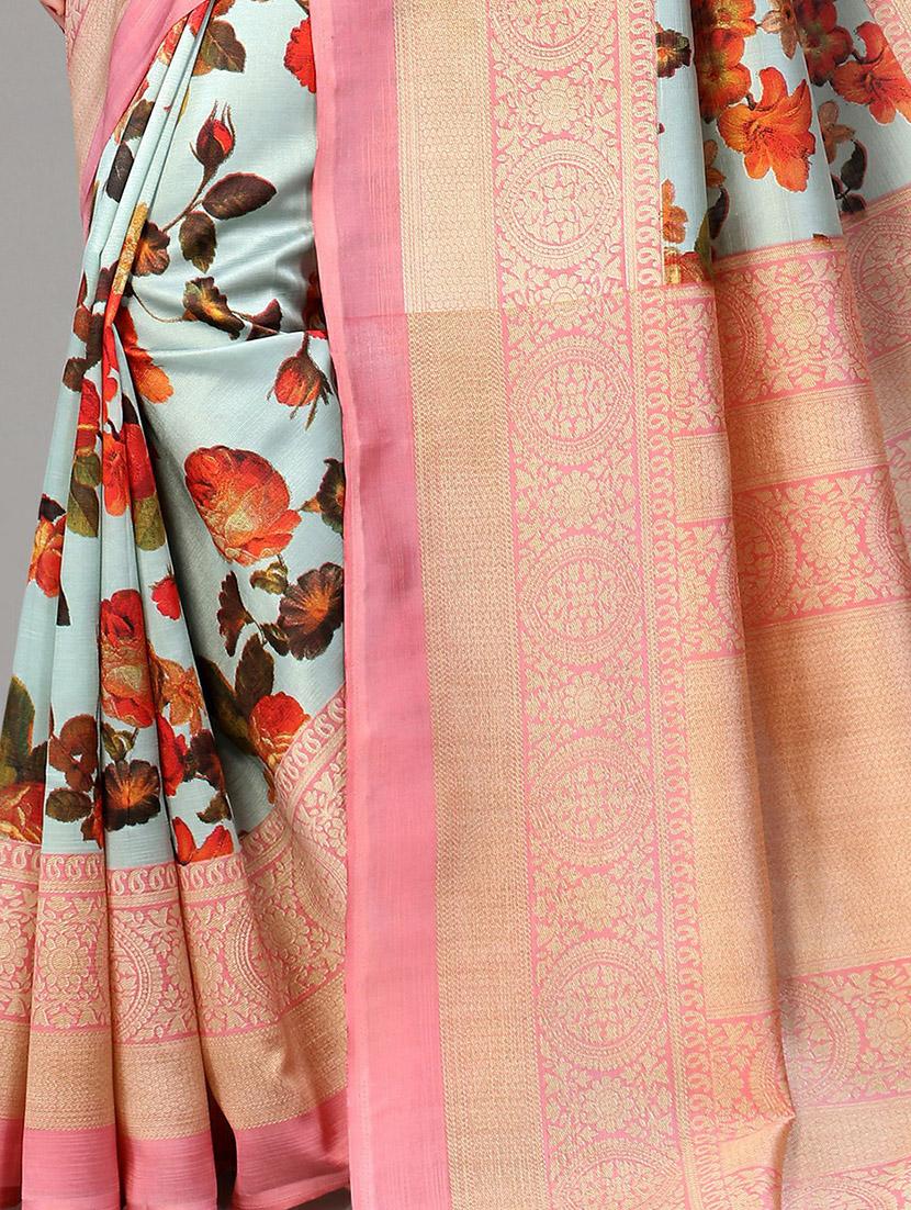 peach silk blend mysore saree with blouse - 20039432 - Standard Image - 2