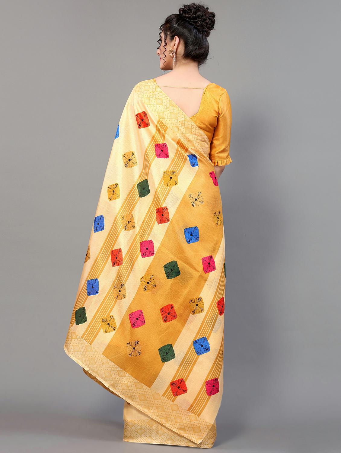 yellow silk blend mysore saree - 20039438 - Standard Image - 2
