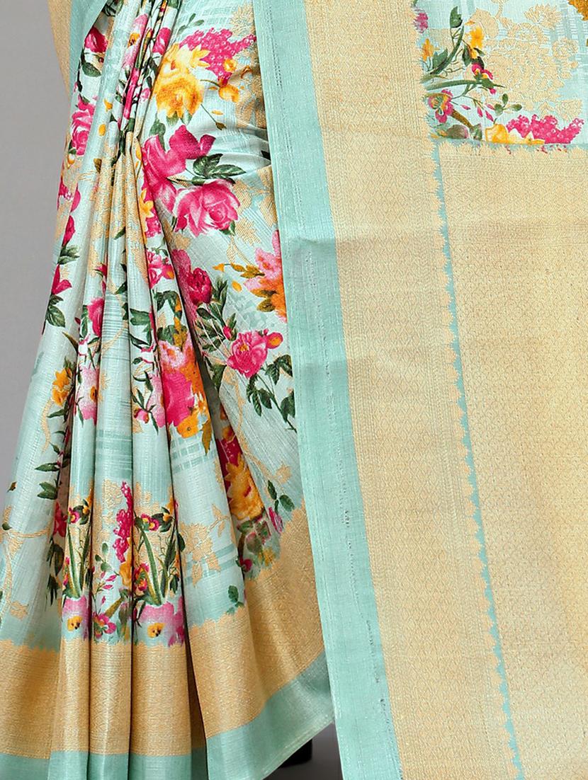 green silk blend mysore saree - 20039453 - Standard Image - 2