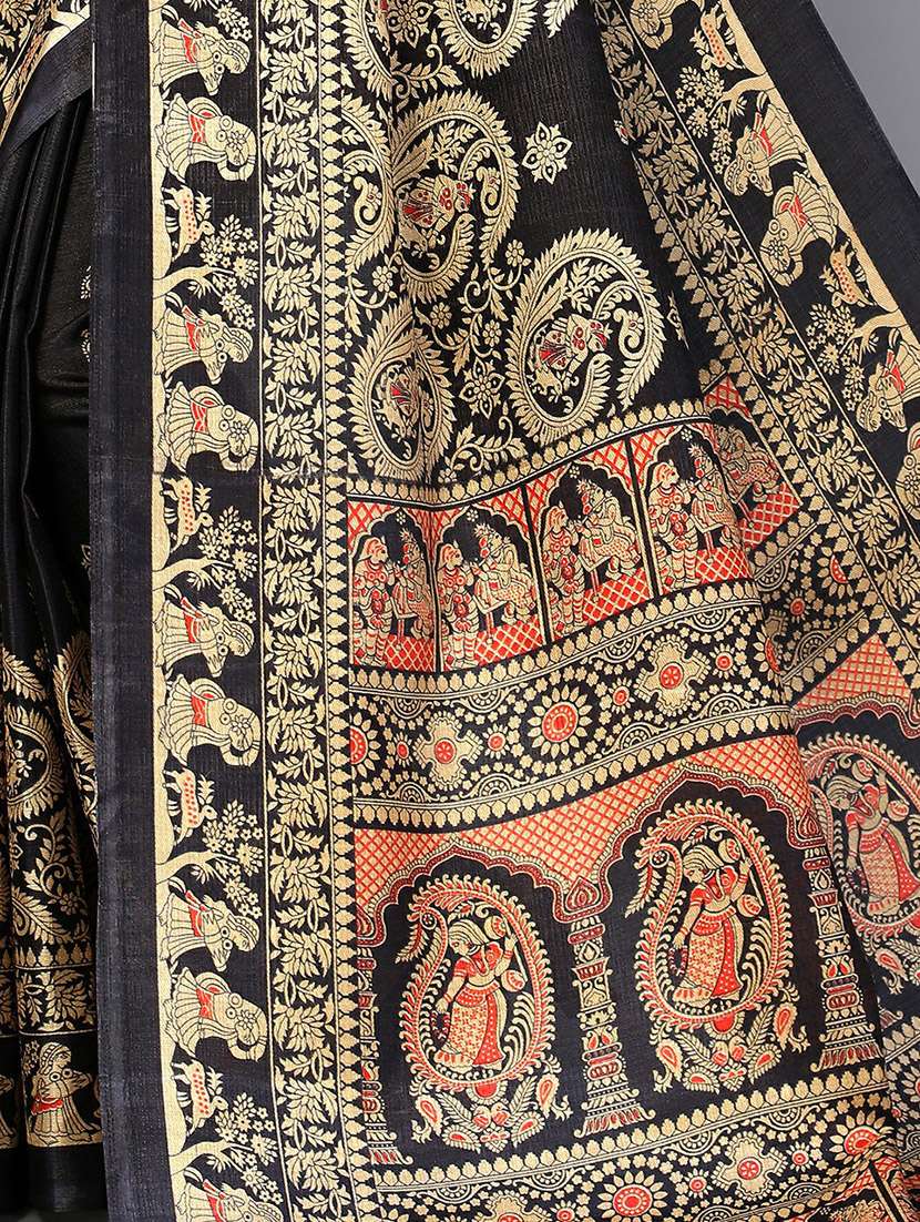 black silk blend mysore saree with blouse - 20039462 -  Standard Image - 2