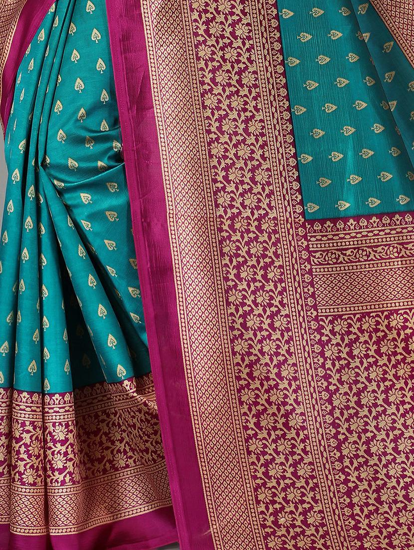 women's self design sea green colored saree with blouse - 20039504 - Standard Image - 2
