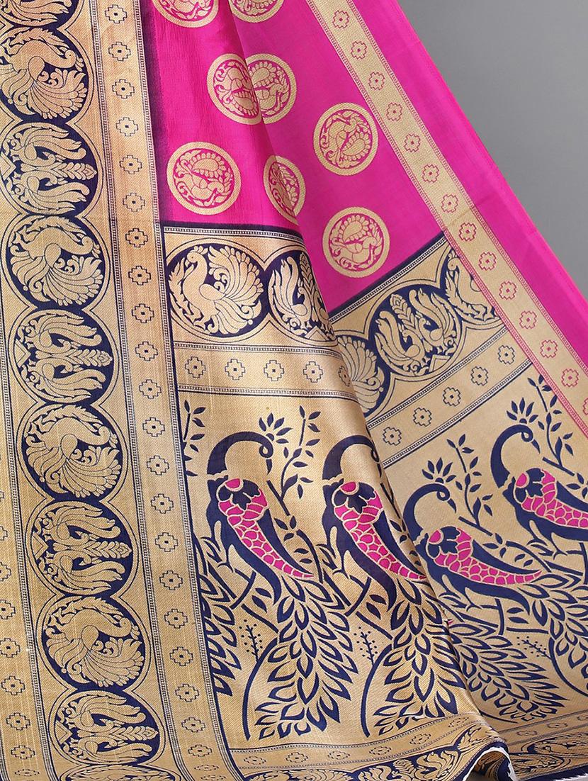 pink silk blend mysore saree with blouse - 20039529 - Standard Image - 2