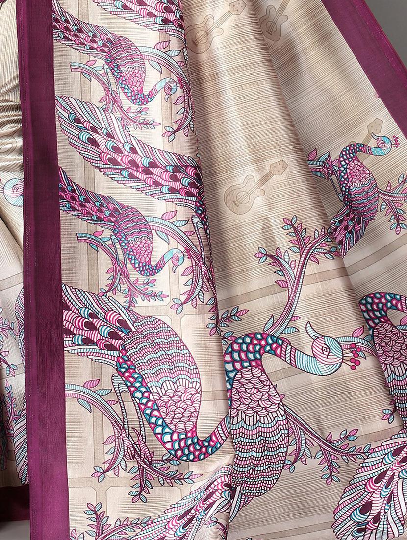 cream mysore silk saree with blouse - 20039551 - Standard Image - 2